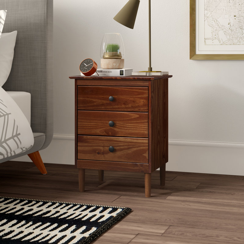 Bhuneshwar 3-Drawer Solid Wood Nightstand INCOMPLETE 