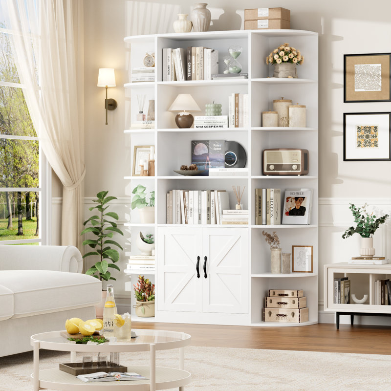 ON SALE 75'' Large Bookcase, 6-Tier 47.2'' Wide Bookshelf with Storage Cabinets for Home Office, Home Library INCOMPLETE 