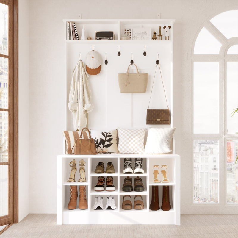 Keasal Hall Tree 39.4'' Wide with Bench and Shoe Storage