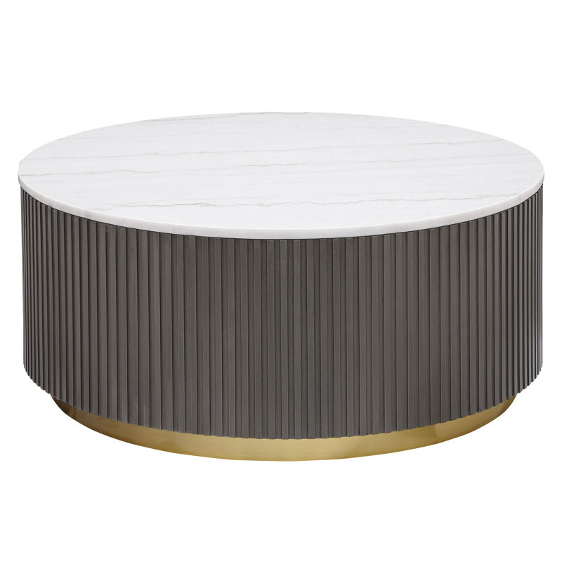 Acus Round Marble Top Coffee Table White
