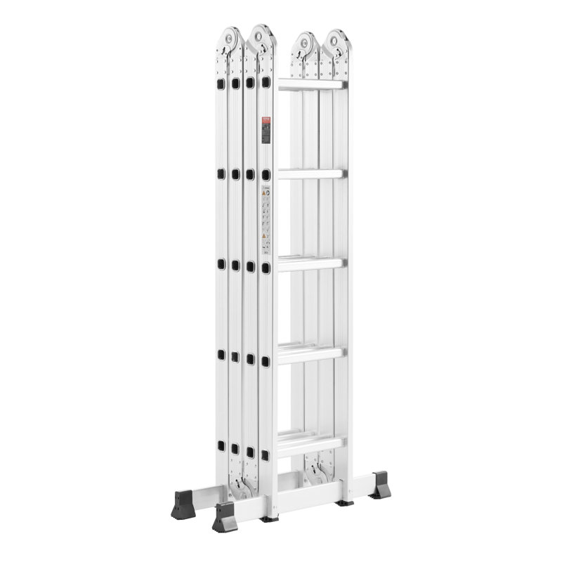 Multi-Purpose Folding Ladder 7-in-1 5 Step 19ft Reach Height Metal