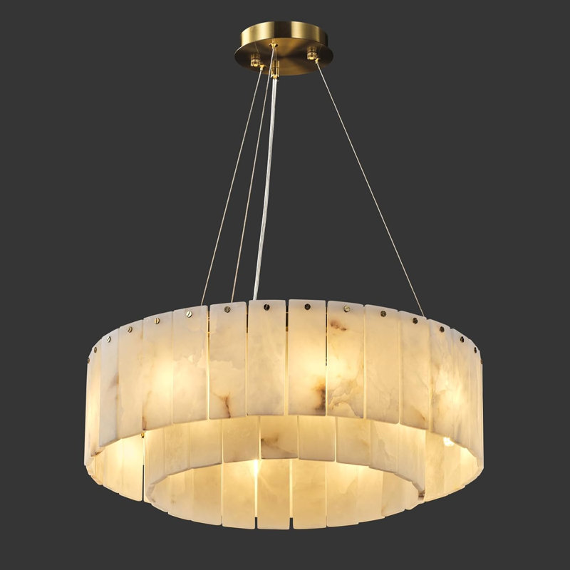 Norinne 8-Light Alabaster Round Chandeliers D-23in INCOMPLETE 