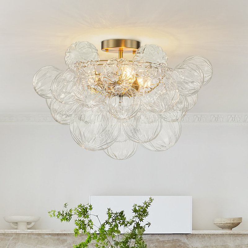 ( similar)Wynetta 3 - Light Textured Glass Bubble Semi Flush Mount
