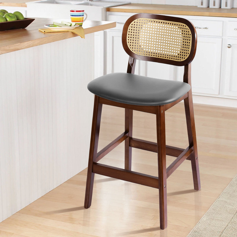 25" PU Upholstered Counter Height Bar Stool