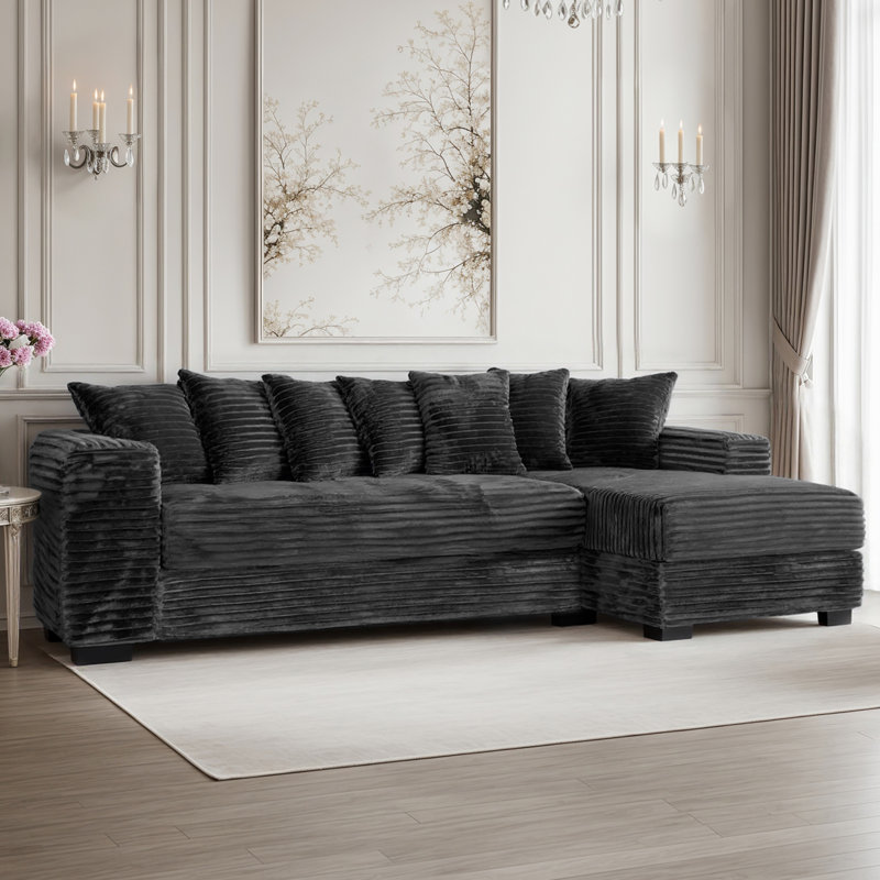(incomplete) 2 - piece corduroy sectional sofa reversible sleeper couch with chaise