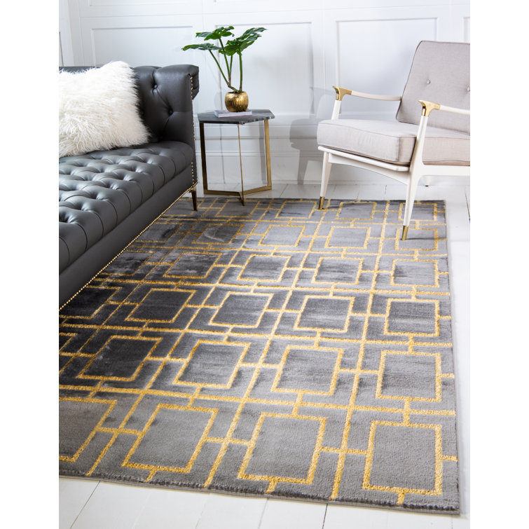 Glam Geometric Gray/Gold Area Rug