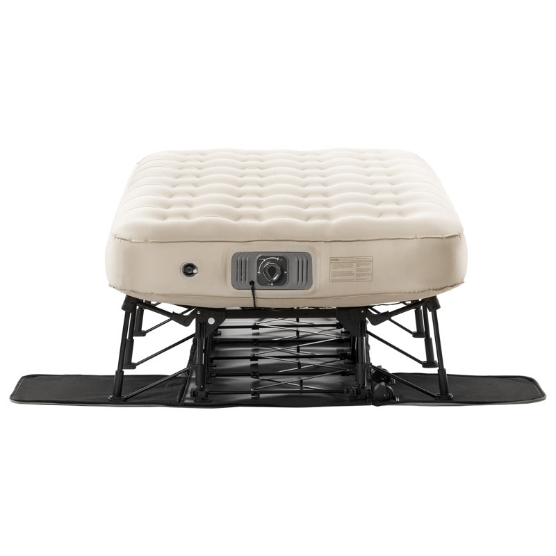 Air Mattress with Frame, Inflatable 1 Person Camping Cot with Built-in Pump, Portable Folding Air Beds Supports 300 lbs, Blow Up Anywhere Bed for Guests Camping Travel Indoor & Outdoor Use