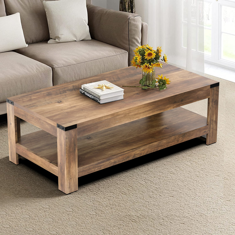 damika rectangular coffee table with 2-tier storage