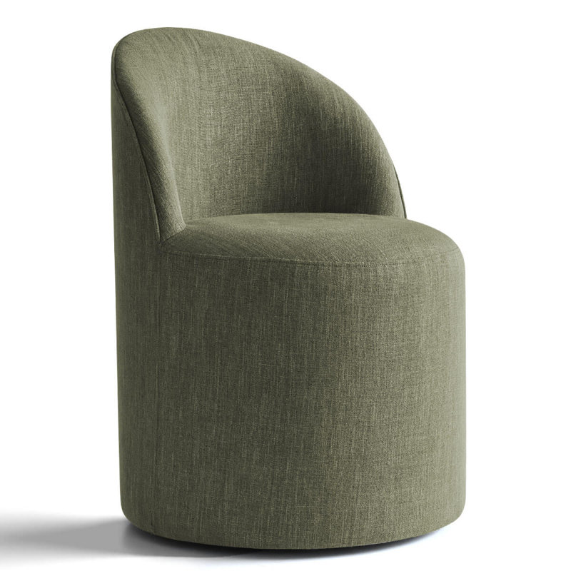 Linen Upholstered Swivel Dining Chair with Castors