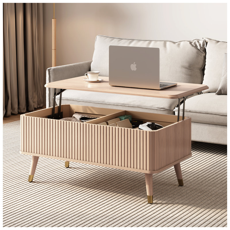 mid century modern lift top coffee table with storage,multi-functional center table for living room