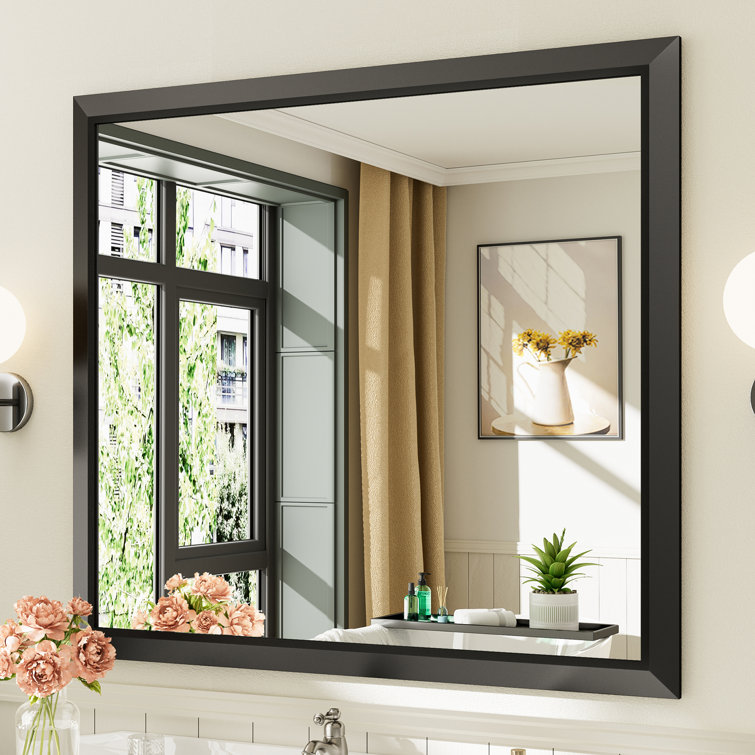 modern & contemporary beveled metal framed rectangular/square bathroom vanity mirrors with hd tempered glass
