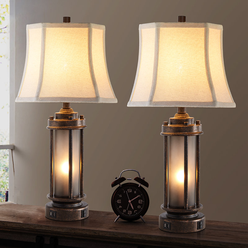 25" latwanda table lamp set with night light and usb ports