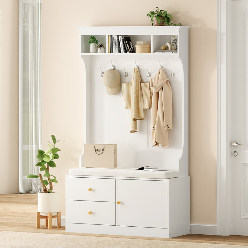 hall tree 40.1" wide with storage bench