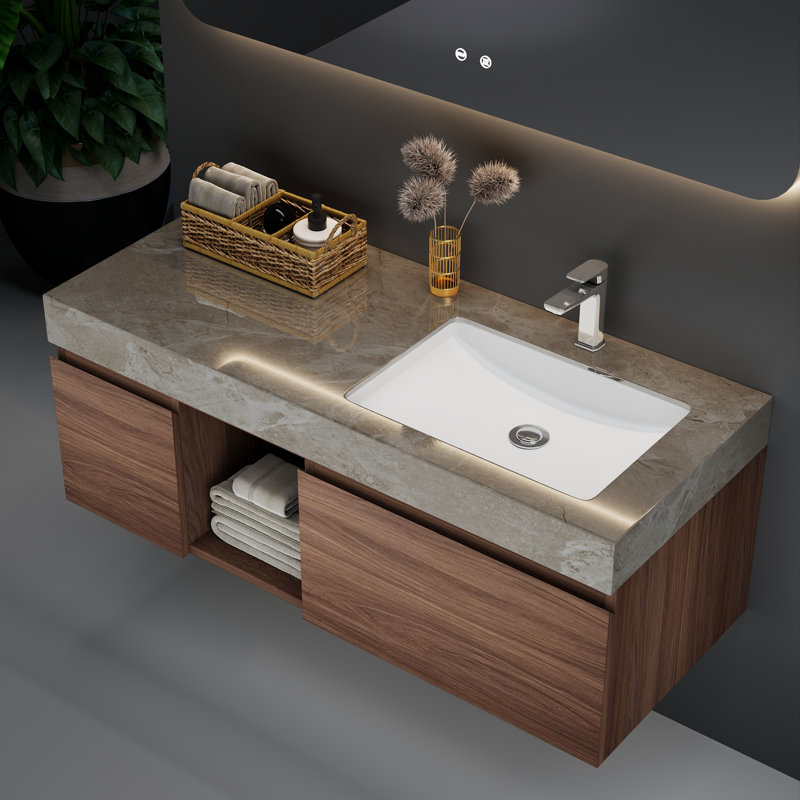 47.6\" wall mounted single bathroom vanity modern floating vanities with solid wood, 2 drawers
incomplete 