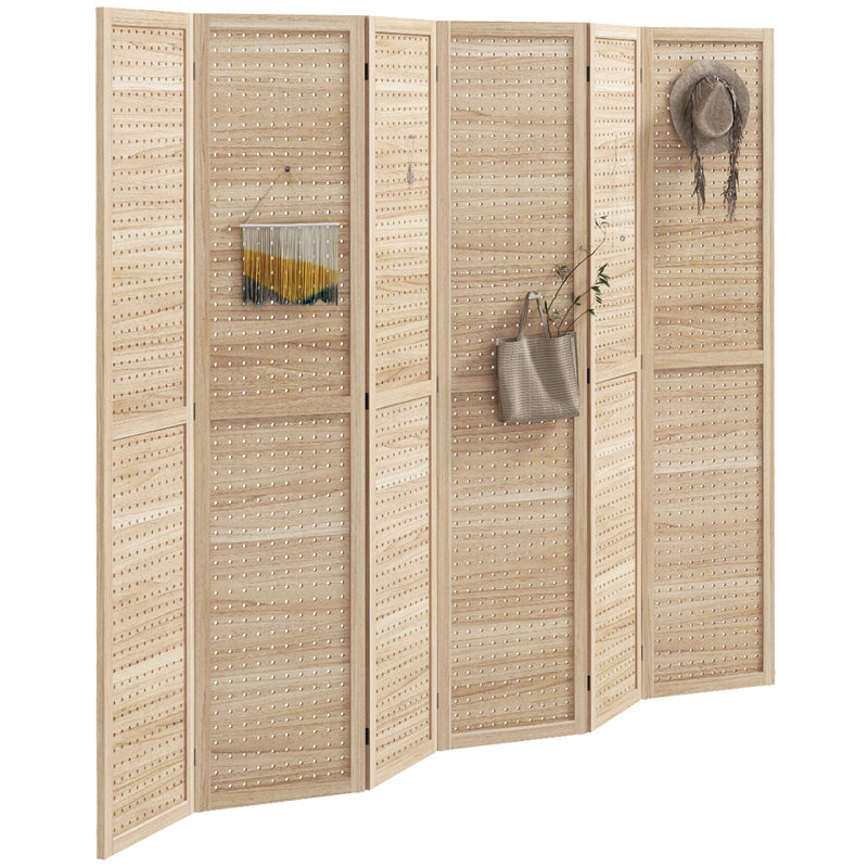 Adrion 94.5'' W x 67'' H 6 - Panel Solid Wood Folding Room Divider