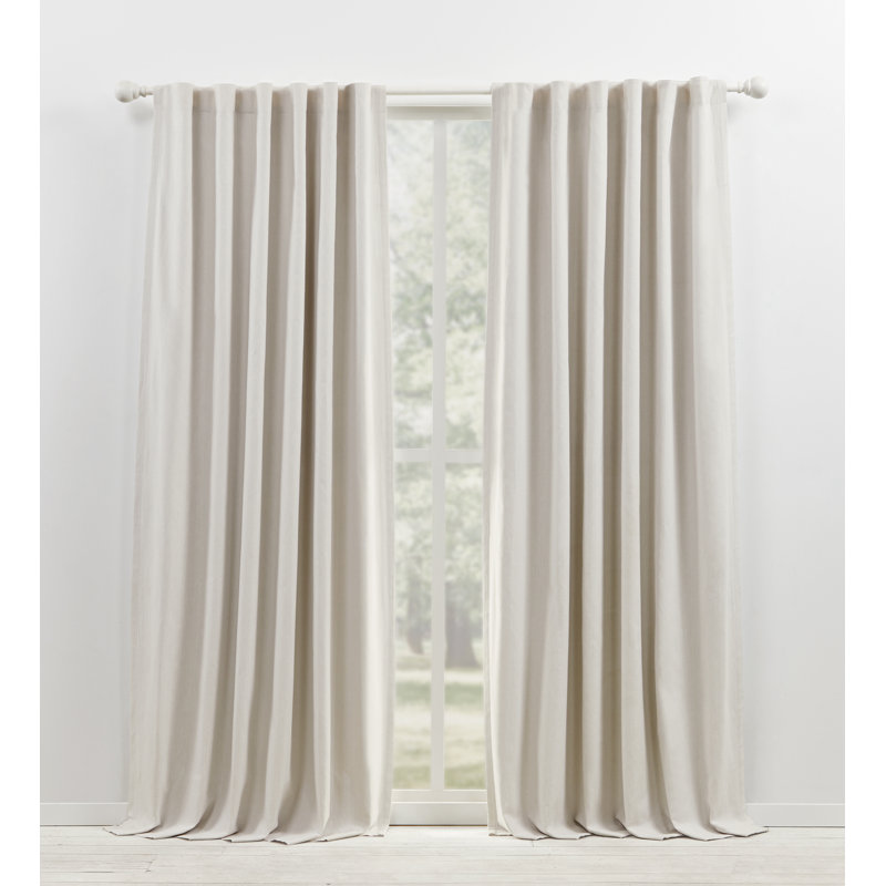 lauren ralph lauren sallie blackout heavy cotton/linen blend with lining back tab/rod pocket curtain