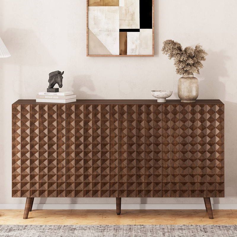 54.5" wide 4-door buffet cabinet - extra large storage sideboard with adjustable shelves, buffet cabinet with storage coffee bar cabinet for kitchen, dining room, entryway