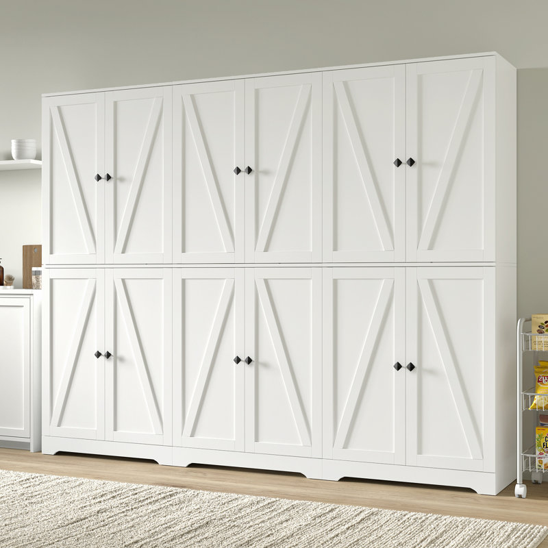 72" Tall Kitchen Pantry Set Of 3, Farmhouse Storage Cabinet (Set of 3)