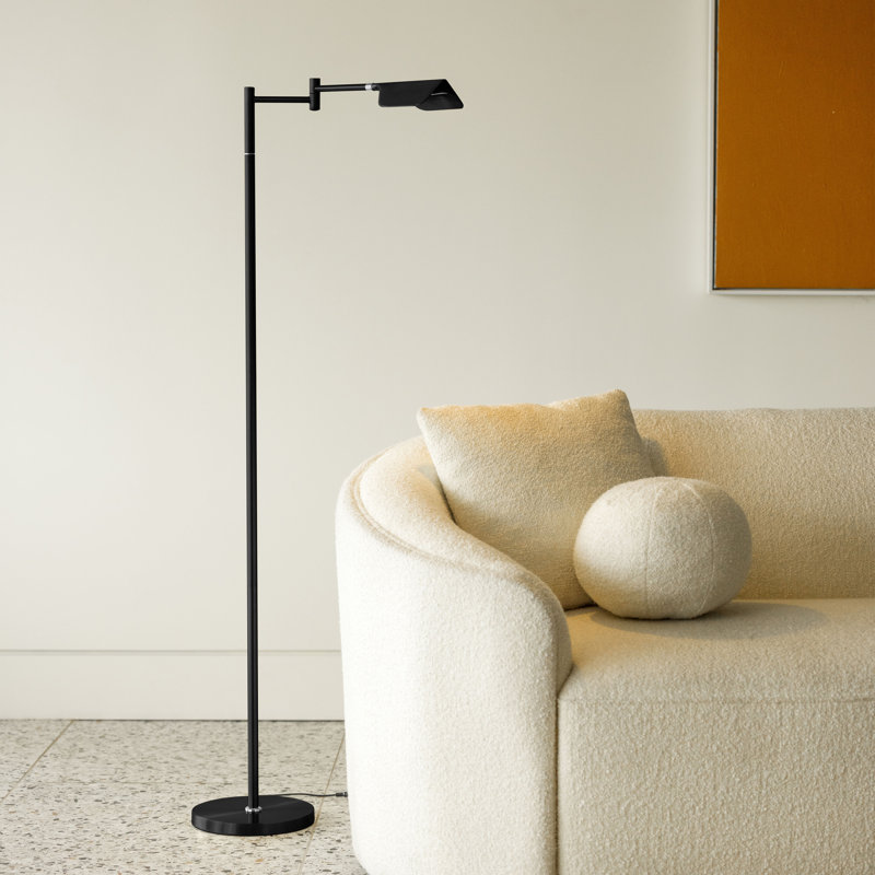 Leaf 53 in. Industrial Vintage Black Floor Lamp with Metal Shade and 3-Way Dimming Options, Integrated LED