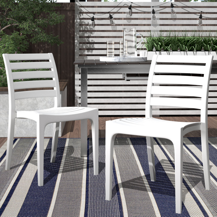 Ayvah Outdoor Stacking Dining Side Chair (Set of 2) INCOMPLETE 
