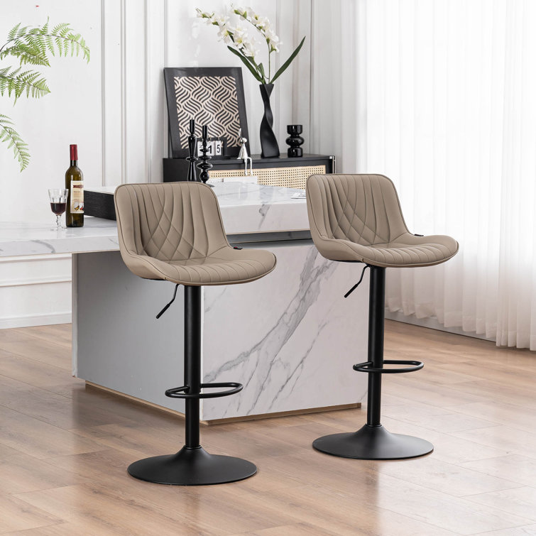 Zager Swivel Adjustable Height Bar Stools, Leather Upholstered Counter Stools, Modern Pub Stool (Set of 2) INCOMPLETE 