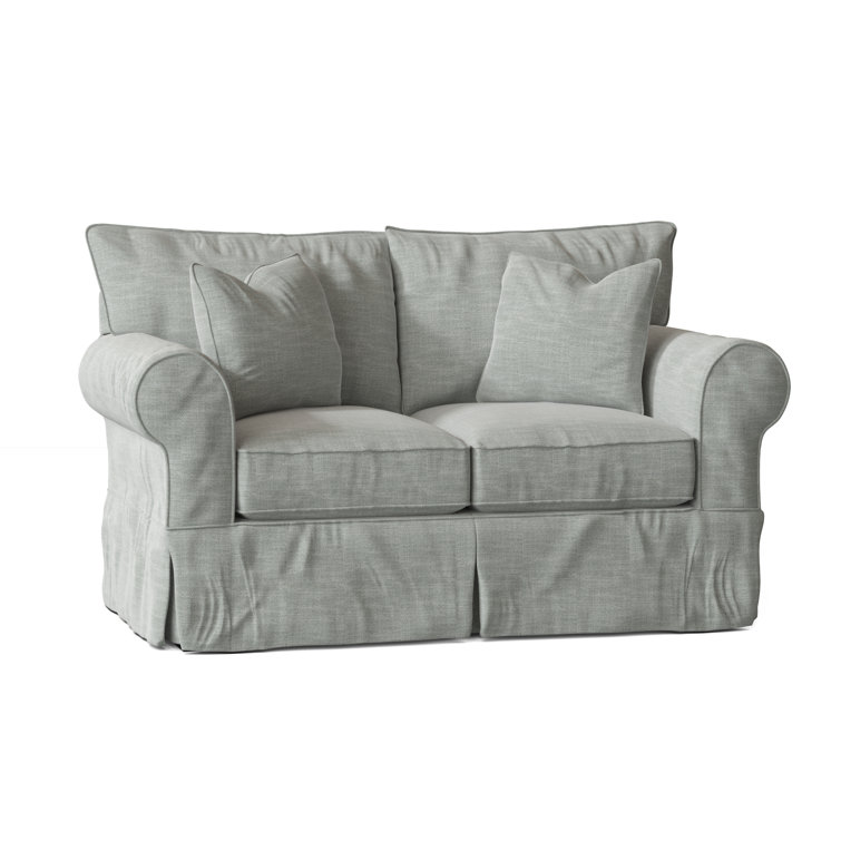 ( incomplete box 1/3 ) color grey Amari 63\" Rolled Arm Slipcovered Loveseat