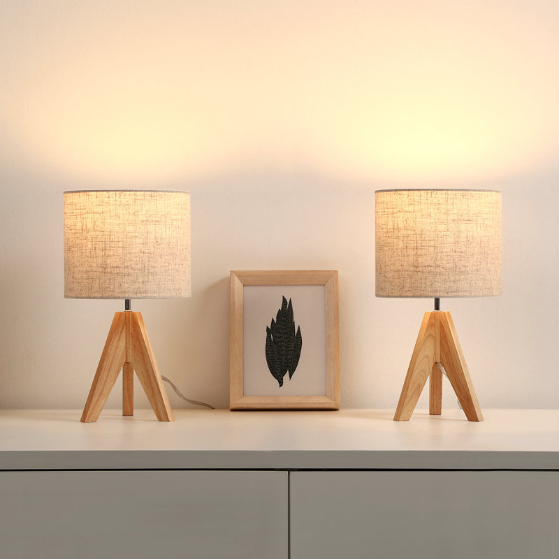 Fidel Solid Wood Tripod Table Lamp (Set of 2) INCOMPLETE  SIMILAR NOT THE SAME