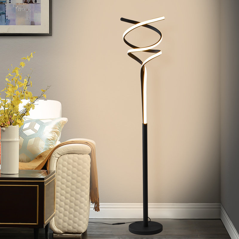 63’’ led novelty floor lamp dimmable black floor lamp with remote