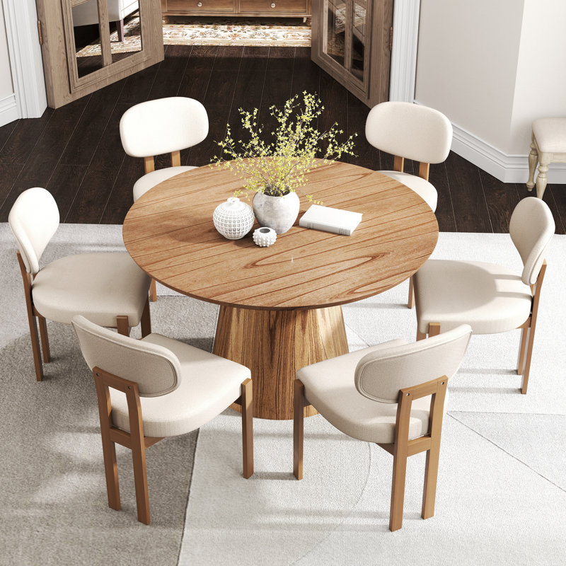 Mid Century Wooden Round Pedestal Dining Table Sets