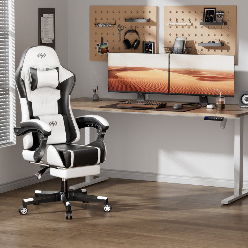 hldirect gaming chair with pocket spring cushion, video game chair, gaming computer chair, ergonomic chairs with massage lumbar support for adults, swivel pu leather office chair