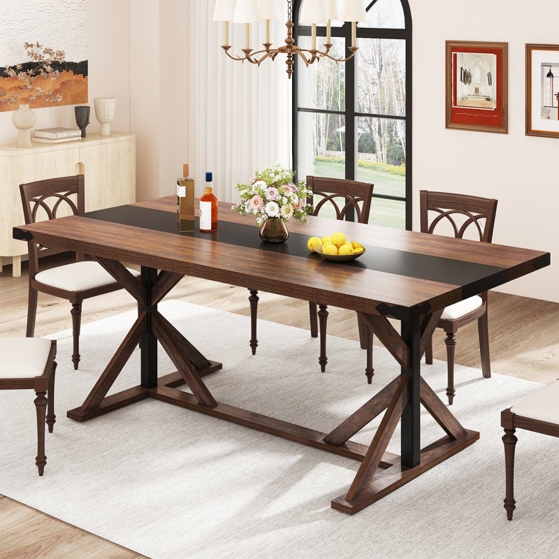 dariusz farmhouse dining table, kitchen rectangular large rustic dinner table, adjustable leg for dining living room
incomplete 