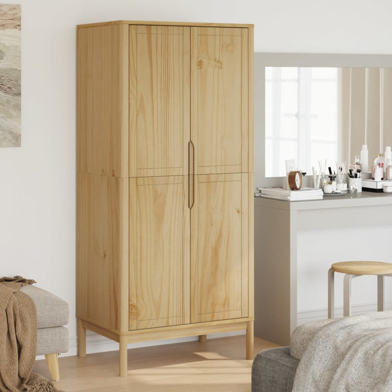 Latitude Run® Wardrobe FLORO 30.3\"X20.9\"X67.3\" Solid Wood Pine INCOMPLETE 