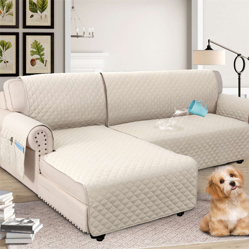 100% waterproof sofa slipcover for l shape sectional sofa 2 piece microfiber fabric box cushion slipcover left chaise cover with sofa cover
