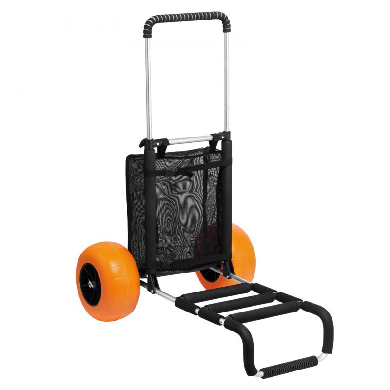 Beach Dolly with Big Wheels for Sand, 29.9" x 15.4" Cargo Deck, w/ 12" Foam Wheels, 165LBS Loading Capacity Folding Sand Cart