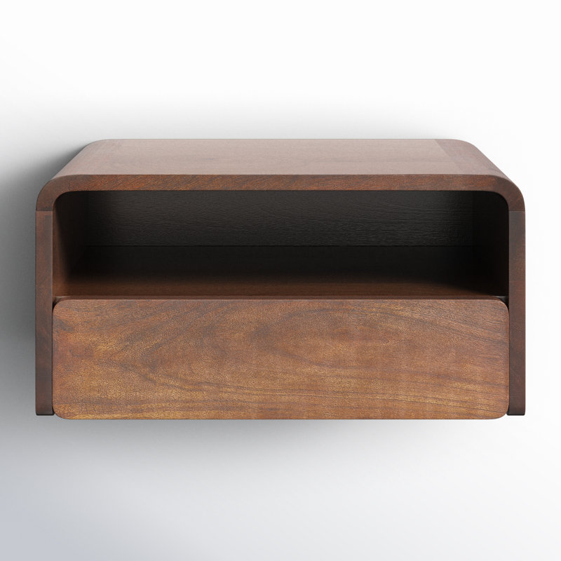 langley mango floating shelf with drawer