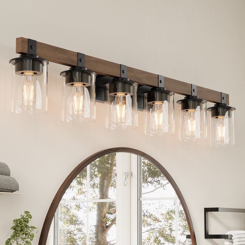 Industrial Bathroom Vanity Lights, Moisture-proof Iron Frame & Wood Backplate, Bathroom Vanity Light Fixtures over Mirror INCOMPLETE 