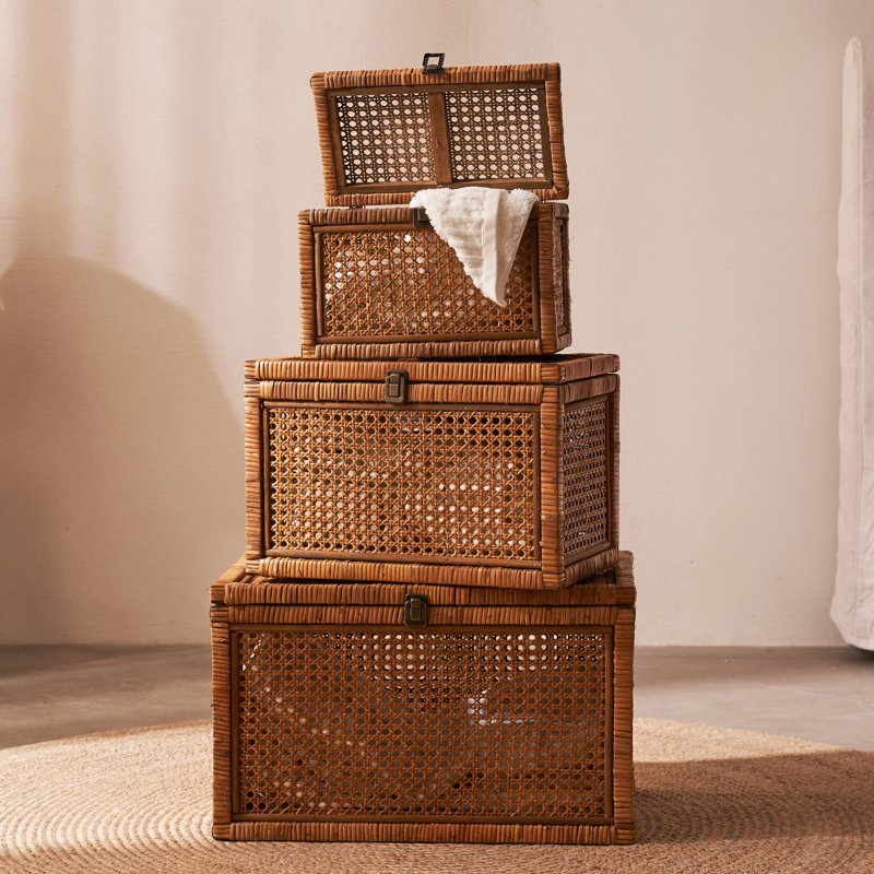 Ascano Nature Rattan Storage Box, Rattan Decorative Storage,Different Size INCOMPLETE 