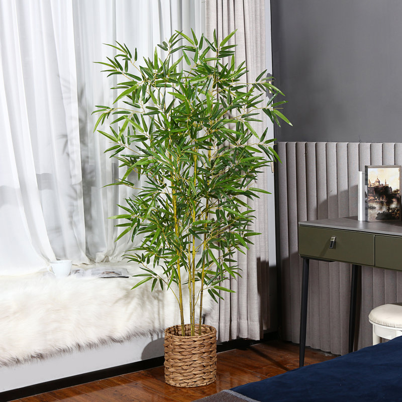 ( color black)( similar)Adcock Artificial Bamboo Plants in Basket, Faux Plant for Home Décor, Lifelike Fake Trees