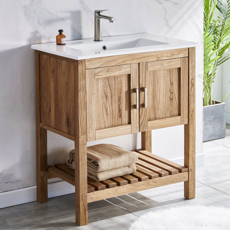 solid wood 30'' single bathroom vanity set