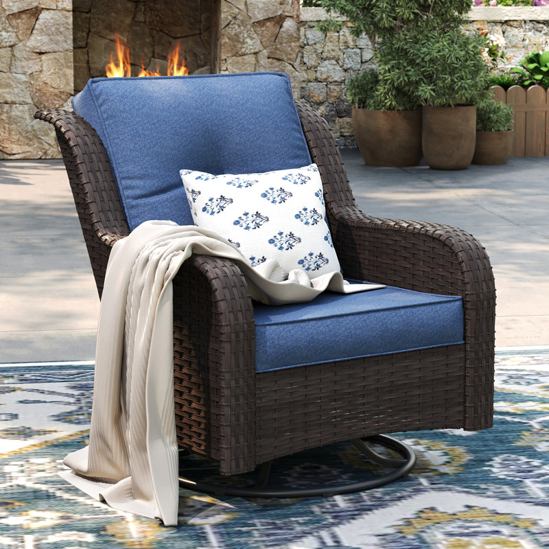 Patio Wicker Swivel Rocker Chair with Cushions INCOMPLETE 
