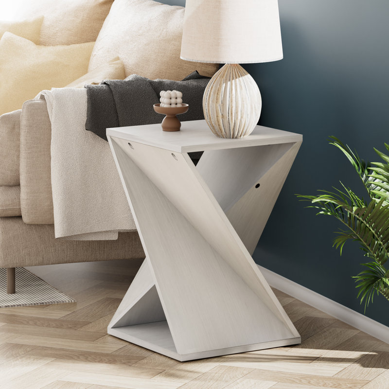 Farmhouse Square Solid Wood End Table With Twisted Design