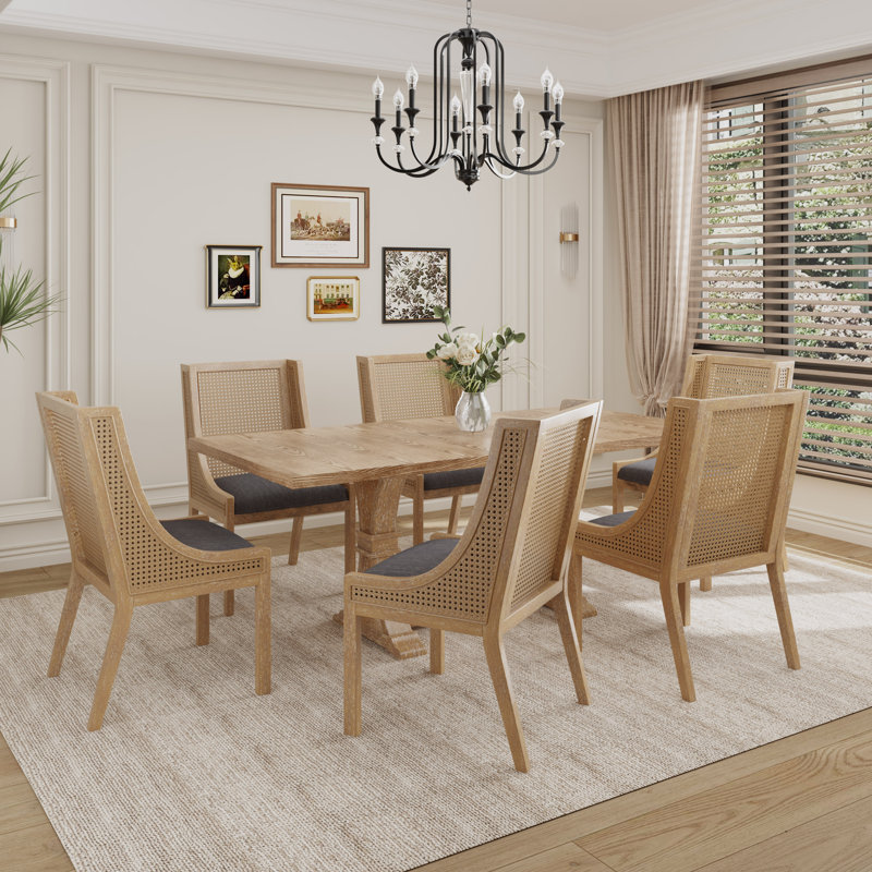 Cohe Cane Webbing Rubberwood Dining Set Incomplete 