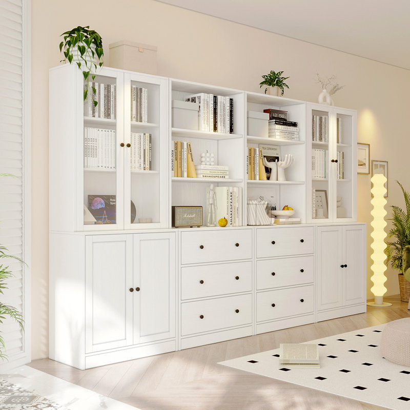 Kitchen Pantry Storage Cabinet With Glass Doors, (94.5\"w X 71\"h X 17.7\"d) Incomplete 