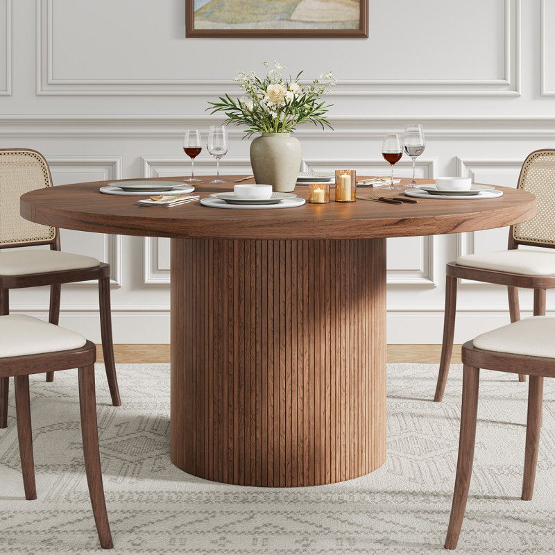 47.2'' round dining table, kitchen table with wood strip base for kitchen living room
incomplete 