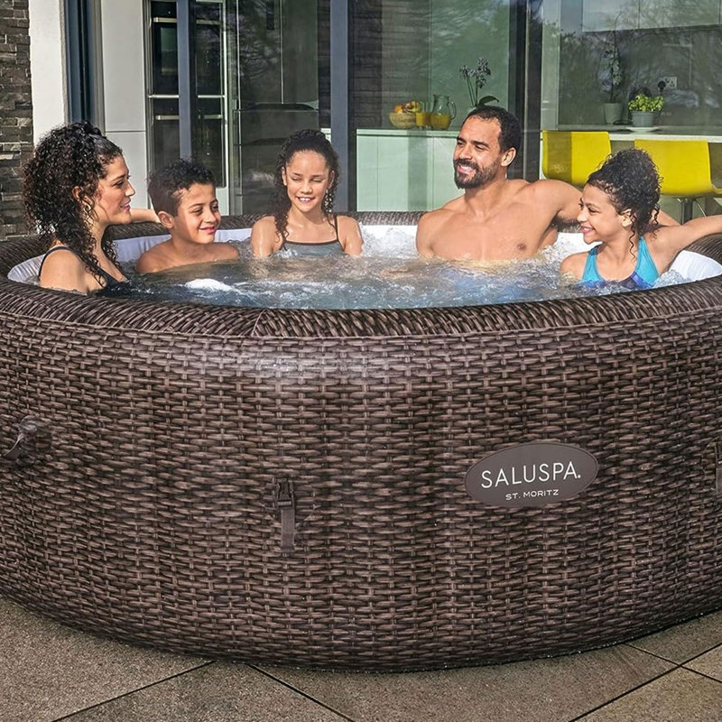 Bestway Saluspa St Moritz Airjet Inflatable Hot Tub W/ Energysense Cover, Brown