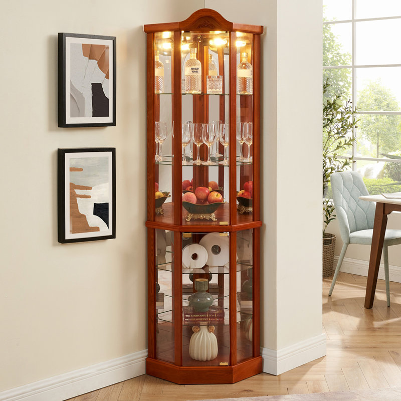 Glass Cabinet Lighted Corner Cabinet