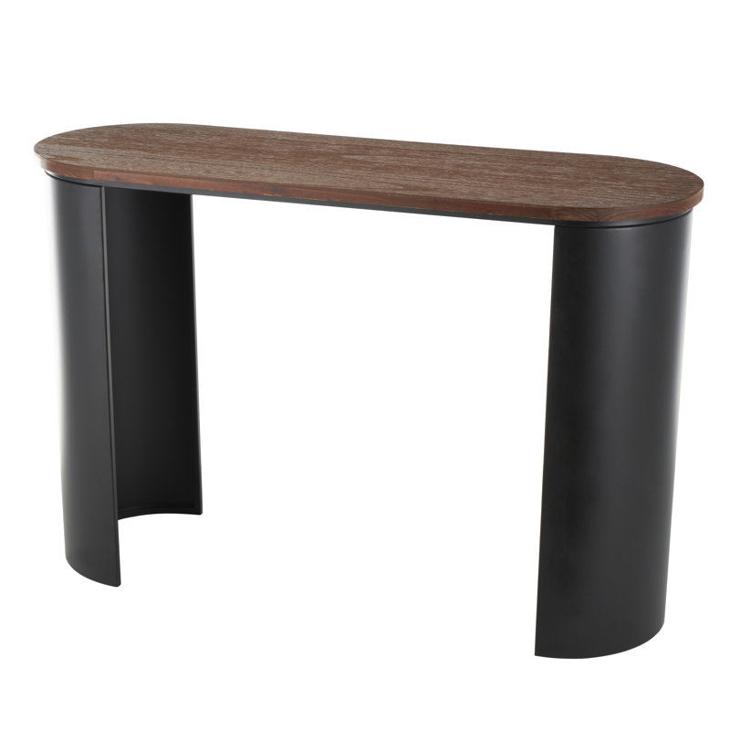 klarysa metal curved support black console table with brown oval wood top
incomplete 