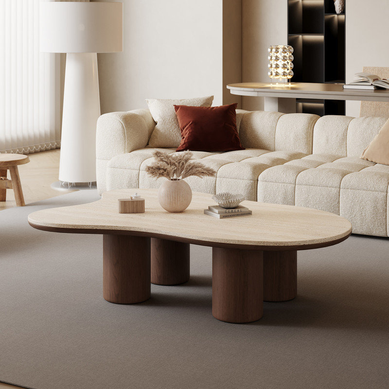 Masiyah Modern Cloud Living Room Coffee Table Brown Cylinder Four Legs\nIncomplete
