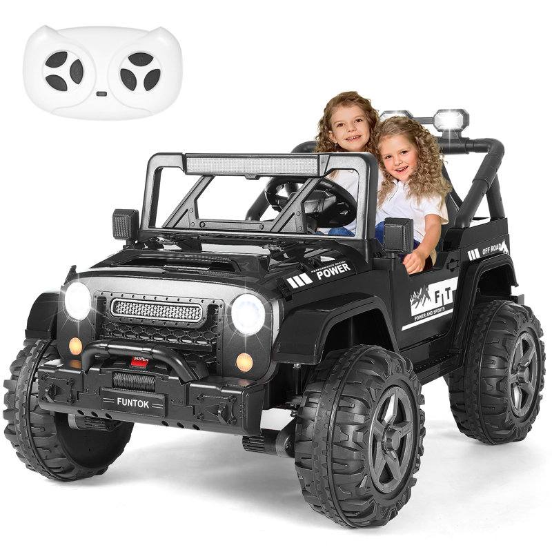 Upgraded 24V 2 Seater Kids Ride on Truck w/ Large Seat, 4 x 200W Motor Electric Vehicle Car, 4WD/2WD Battery Powered Ride on Toy Remote Control & LED Lights