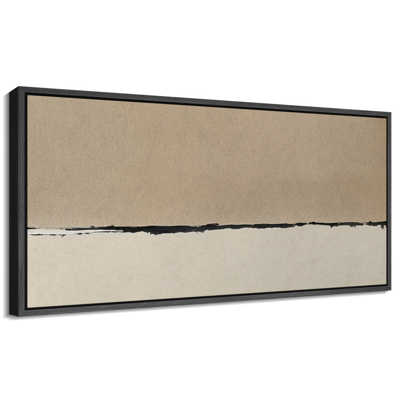 " Minimalist Beige And Black Abstract Horizon Retro Fine Art Illustrations Decor "